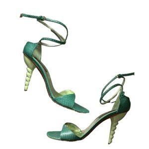 Vintage Sergio Rossi Green Snakeskin Heels